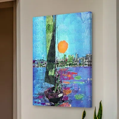 Marmont Hill Sky Graphic Art On Wrapped Canvas In Blue;green;pink;orange
