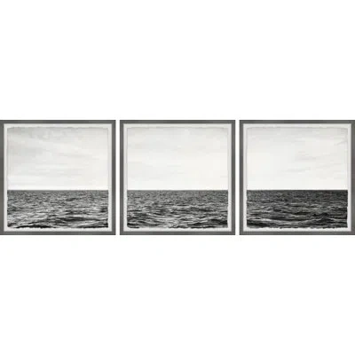 Marmont Hill Sky Meets The Sea By  - 3 Piece Picture Frame Photograph Set In Black;white