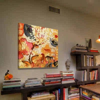 Marmont Hill 'skylarks Ascending' By Evelia Painting Print On Wrapped Canvas In Beige;orange