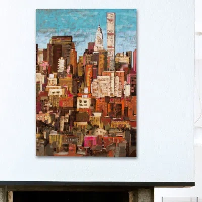 Marmont Hill 'skyline New York City 1' Painting Print On Wrapped Canvas In Blue;brown