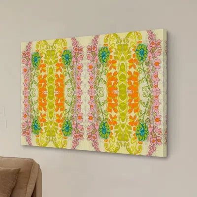 Marmont Hill 'snapdragons Textile' By Maria Pezzano Painting Print On Wrapped Canvas In Blue;green;yellow;pink;orange
