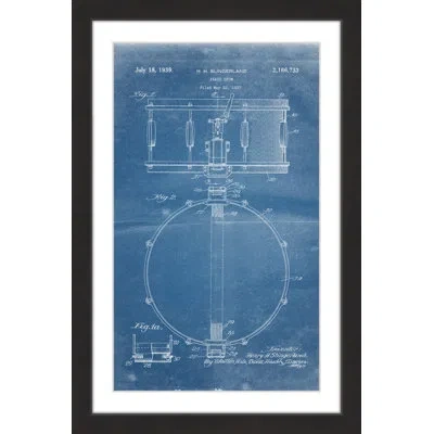 Marmont Hill 'snare Drum 1939 Blueprint' By Steve King Framed Painting Print In Blue;white