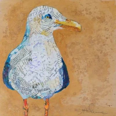 Marmont Hill "soliloquy" Print On Wrapped Canvas In Blue;white;beige