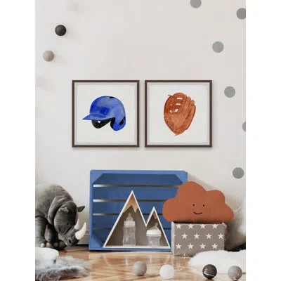 Marmont Hill Sports 2 - Piece Framed Art In Blue,black,brown