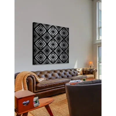 Marmont Hill 'square Connection' Painting Print On Brushed Aluminum In Black;white