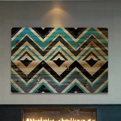 Marmont Hill 'square Dimensions' Print On Wood In Blue;black;brown