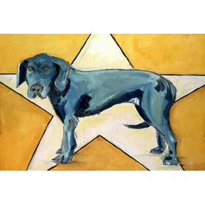 Marmont Hill 'star Dog' By Tori Campisi Painting Print On Wrapped Canvas In Blue;white;yellow