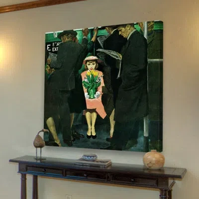 Marmont Hill Subway Girl And Easter Lily By George Hughes Painting Print On Wrapped Canvas In Black;green