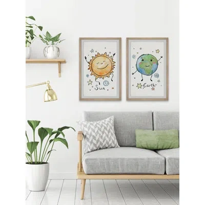 Marmont Hill Sun And Earth Diptych 2 - 2 Piece Picture Frame Painting Set In Multicolor