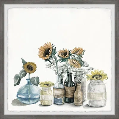 Marmont Hill 'sunflower Collection' By  - 3 Piece Picture Frame Print Set On Paper In Blue;green;yellow