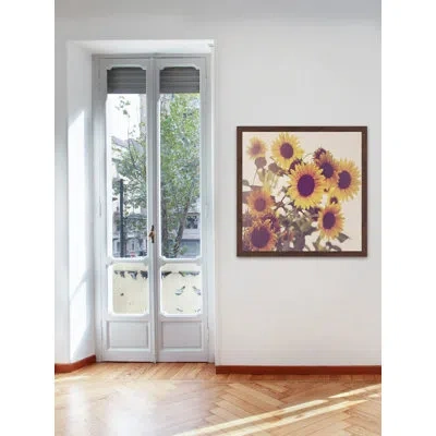 Marmont Hill 'sunflowers' Framed Photographic Print In Black;green;yellow