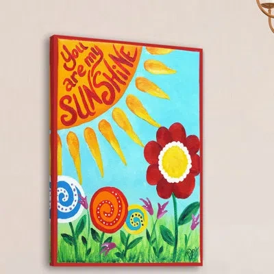 Marmont Hill 'sunshine Floral' Print On Wrapped Canvas In Blue;orange