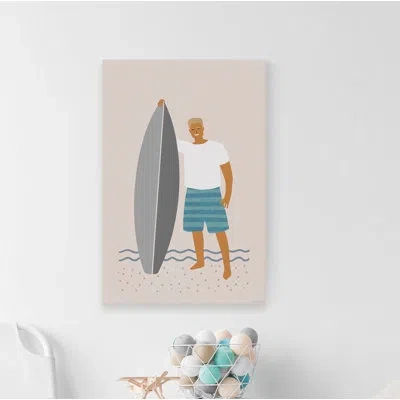 Marmont Hill 'surf Guy' Print On Wrapped Canvas In Gray;beige