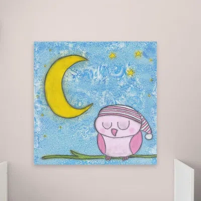 Marmont Hill "sweet Dreams Owlie" Print On Wrapped Canvas In Blue;yellow;pink