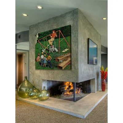 Marmont Hill Swing Set By Amos Sewell Painting Print On Wrapped Canvas In Brown;green