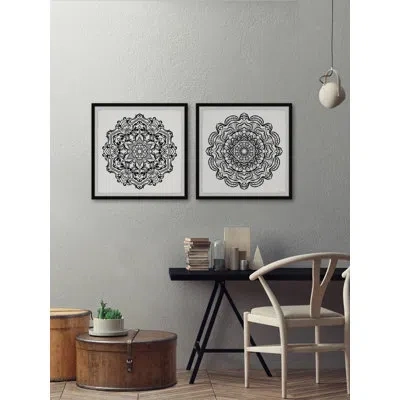 Marmont Hill Symbolical Content - 2 Piece Picture Frame Print Set In Black;white