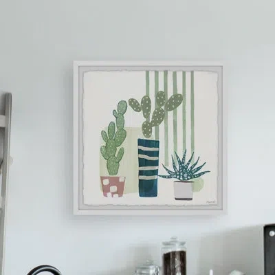 Marmont Hill Tall Cactus Vase - Picture Frame Painting Print On Paper In Blue;white;green