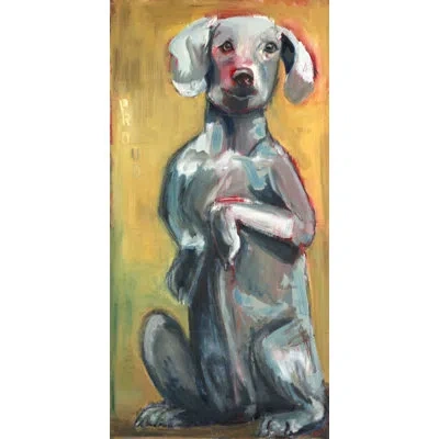 Marmont Hill 'tall Dog' By Tori Campisi Painting Print On Wrapped Canvas In Brown;white;gray;yellow