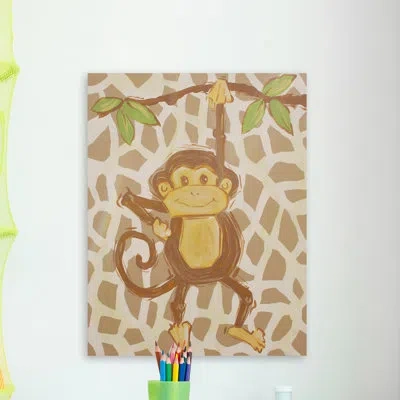 Marmont Hill "tan Monkey" By Reesa Qualia Print On Wrapped Canvas In Brown;green;yellow