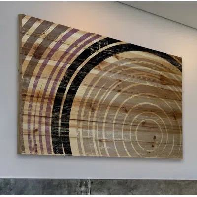 Marmont Hill 'tan Rings' Print On Wood In Brown;gray