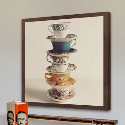 Marmont Hill 'teacup Stack' Framed Photographic Print In Red;orange;cream