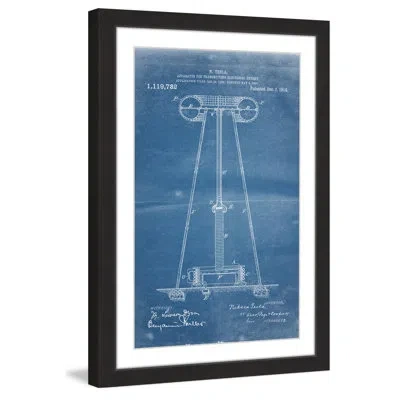 Marmont Hill 'tesla Coil 1914 Blueprint' By Steve King Framed Painting Print In Blue;white