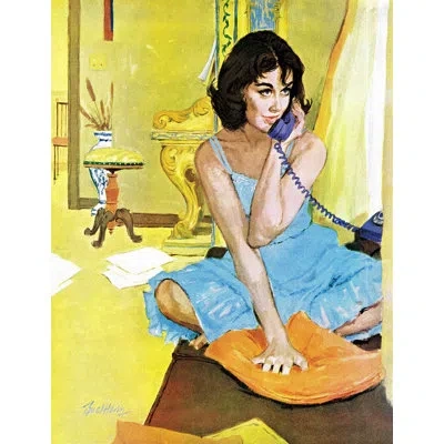 Marmont Hill The Intrusive Stranger Print On Wrapped Canvas In Blue;brown;white;yellow;orange