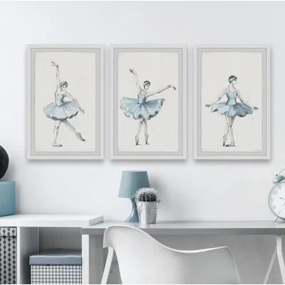 Marmont Hill The Last Dancer - 3 Piece Picture Frame Painting Set In Blue;black