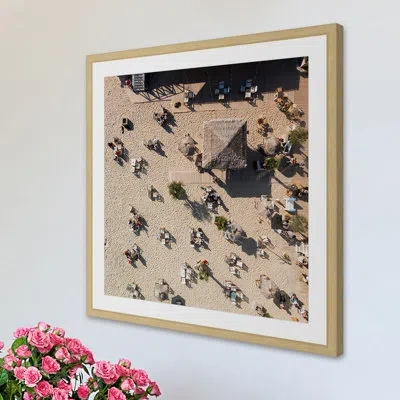 Marmont Hill 'tiki Hut' By Karolis Janulis Framed Painting Print In Blue;beige;pink