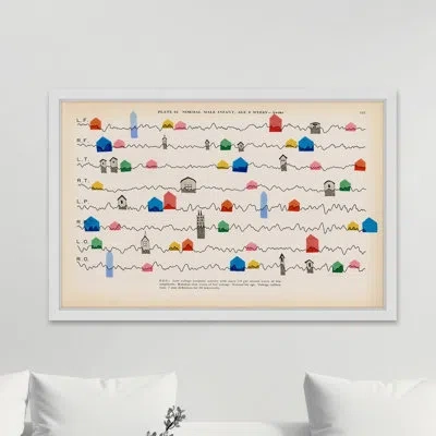 Marmont Hill 'tiny House Pulse' By Nikki Galapon Framed Painting Print In Blue;black;green;gray;yellow;pink