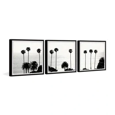 Marmont Hill Towering Palm Trees By  - 3 Piece Picture Frame Photograph Set In Black;white