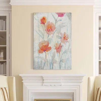 Marmont Hill "translucent I" Print On Wrapped Canvas In Gray;pink;orange