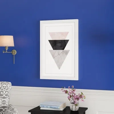 Marmont Hill 'triangle Stack' - Picture Frame Graphic Art On Paper In White Framed