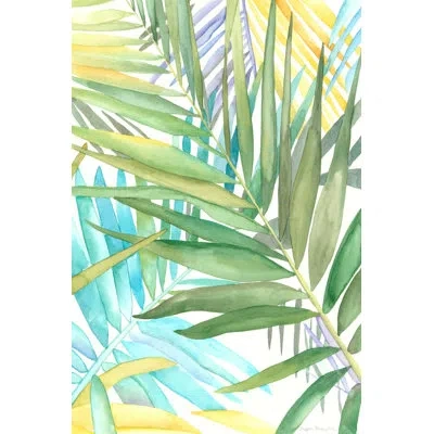 Marmont Hill "tropical Pattern Ii" Print On Wrapped Canvas In Blue;green;yellow