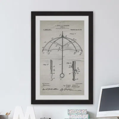 Marmont Hill 'umbrella 1912 Old Paper' By Steve King Framed Painting Print In Black;cream