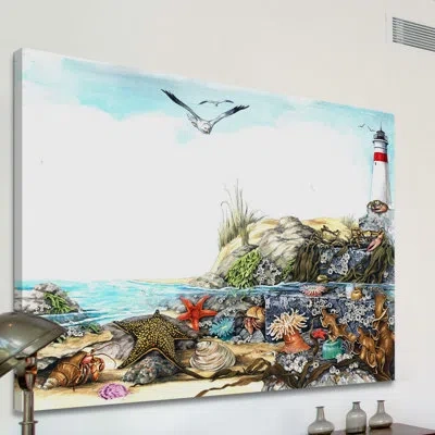 Marmont Hill 'undersea Life' Painting Print On Wrapped Canvas In Blue;brown