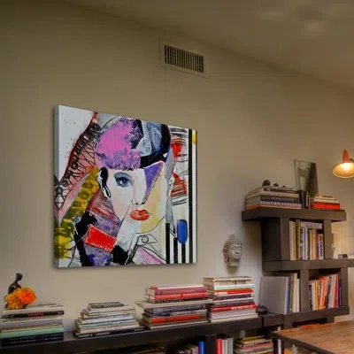 Marmont Hill "upside Down Inside Out Ii" Print On Wrapped Canvas In Black;red;pink