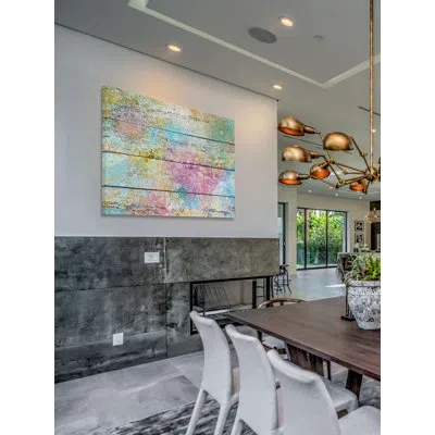 Marmont Hill 'vintage Abstract 5182' By Irena Orlov Painting Print On Wrapped Canvas In Blue;yellow;pink