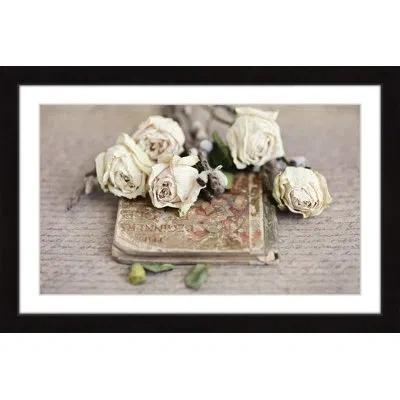 Marmont Hill Vintage Book And Roses By Sylvia Cook - Picture Frame Photograph Print On Paper In Brown;gray;beige