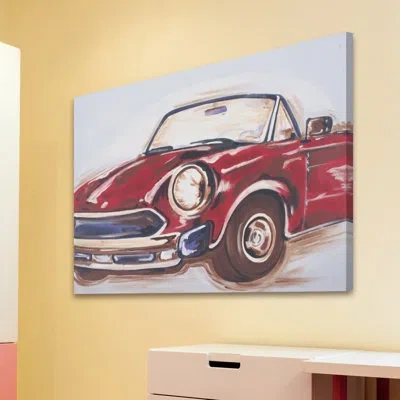 Marmont Hill "vintage Car" By Reesa Qualia Print On Wrapped Canvas In Blue;brown;red