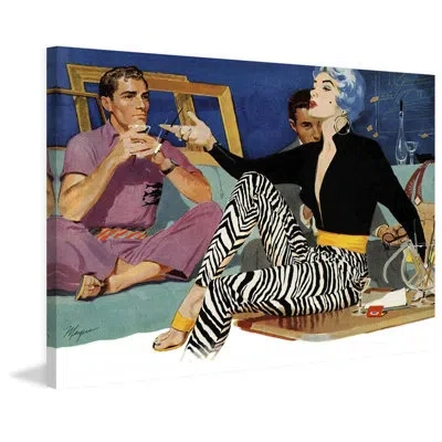 Marmont Hill Vintage Fashion Custom Made Bride Print On Wrapped Canvas In Blue;black;brown;yellow;pink