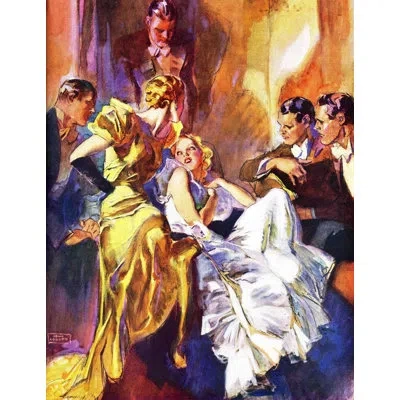 Marmont Hill Vintage Fashion The Battle Of The Blondes Print On Wrapped Canvas In Blue;black;brown;white;yellow;orange