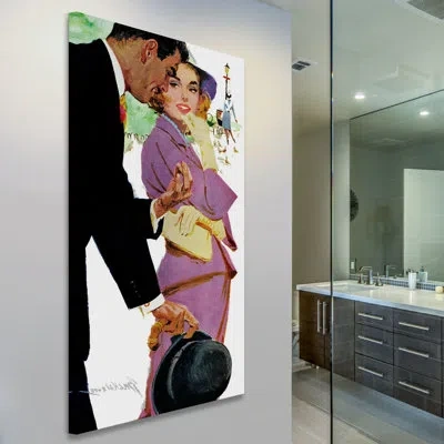 Marmont Hill Vintage Fashion Young And Pampered By Lynn Buckham Painting Print On Wrapped Canvas In Black;purple