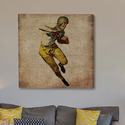Marmont Hill "vintage Football Carry" Print On Wrapped Canvas In Brown