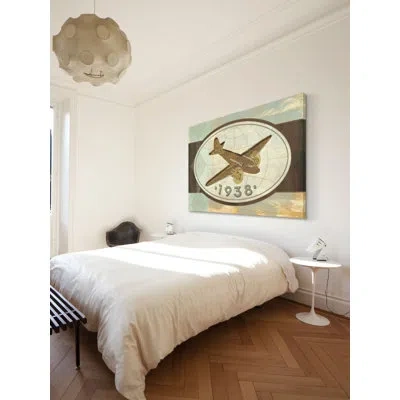 Marmont Hill 'vintage Plane 1938' By Alan Hopfensperger Painting Print On Wrapped Canvas In Brown;white
