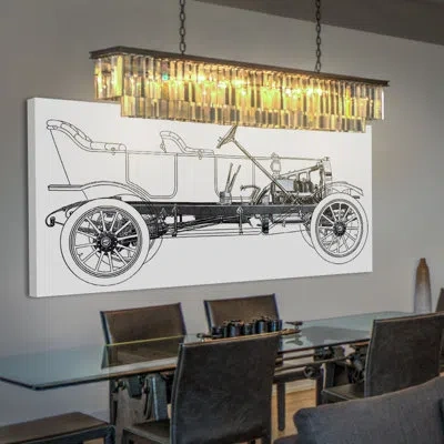 Marmont Hill Vintage Race Car Blueprint 1 Graphic Art On Wrapped Canvas In Black;white