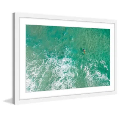 Marmont Hill Waiting For The Wave - Picture Frame Photographic Print On Paper In Blue;white