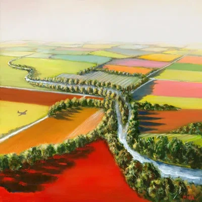 Marmont Hill 'wandering River' Painting Print On Wrapped Canvas In Green;red;yellow