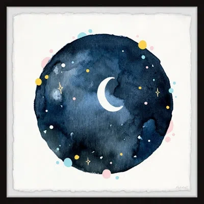 Marmont Hill 'waning Crescent' Framed Print On Paper In Blue