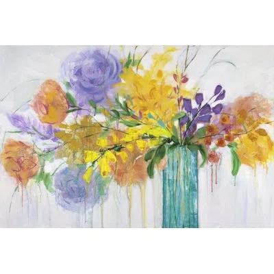Marmont Hill "warm Summer Blooms Ii" By Julie Joy Print On Wrapped Canvas In Blue;green;yellow;orange;purple